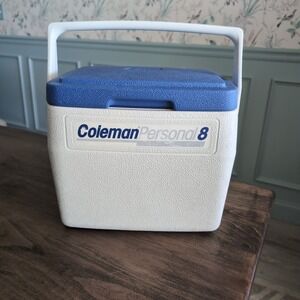 Vintage Coleman Personal 8 Cooler Blue White 5272 Hard Shell Cup USA Retro